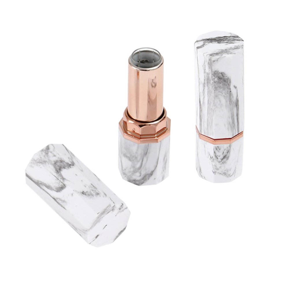 Outanaya 3PCS Mini Marble Pattern Lipstick Tube Set Stylish Empty Lipstick Containers for Women Creative Nine-Surface Design for Makeup and Travel