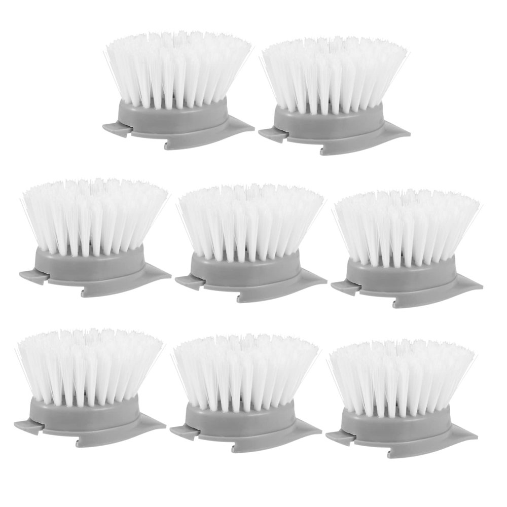 minkissy 8pcs Long Handle Cleaning Brush Replacement Heads Removable Brush Heads for Pots Pans Dishes More Easy to Assemble Odorless Cleaning Tool Gray