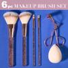 6pc Brush Eyelash Curler Sponge Blender Premium Cosmetic Tools Contouring Highlighting Set Face Eye Kit Accessory Application view 2