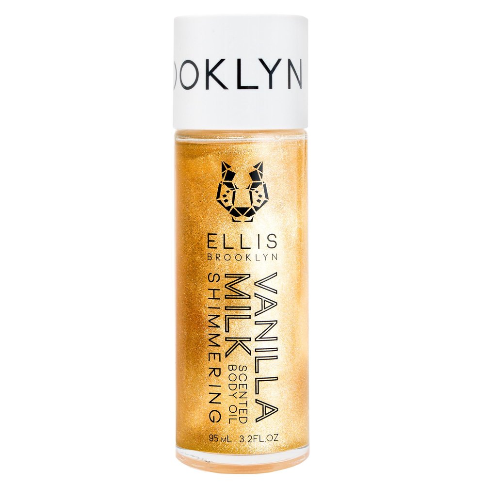 Ellis Brooklyn VANILLA MILK Shimmering Scented, Shimmer Body Oil, Dry Oil for Body, Moisturizing, Vanilla Body Oil Fragrance, Body Glow, 3.2 Fl Oz