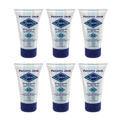 Panama Jack Sport Sunscreen Lotion - SPF 50, Broad Spectrum UVA/UVB Protection, Non-Greasy, PABA, Paraben, Gluten & Cruelty Free, 3 FL OZ (Pack of 6)