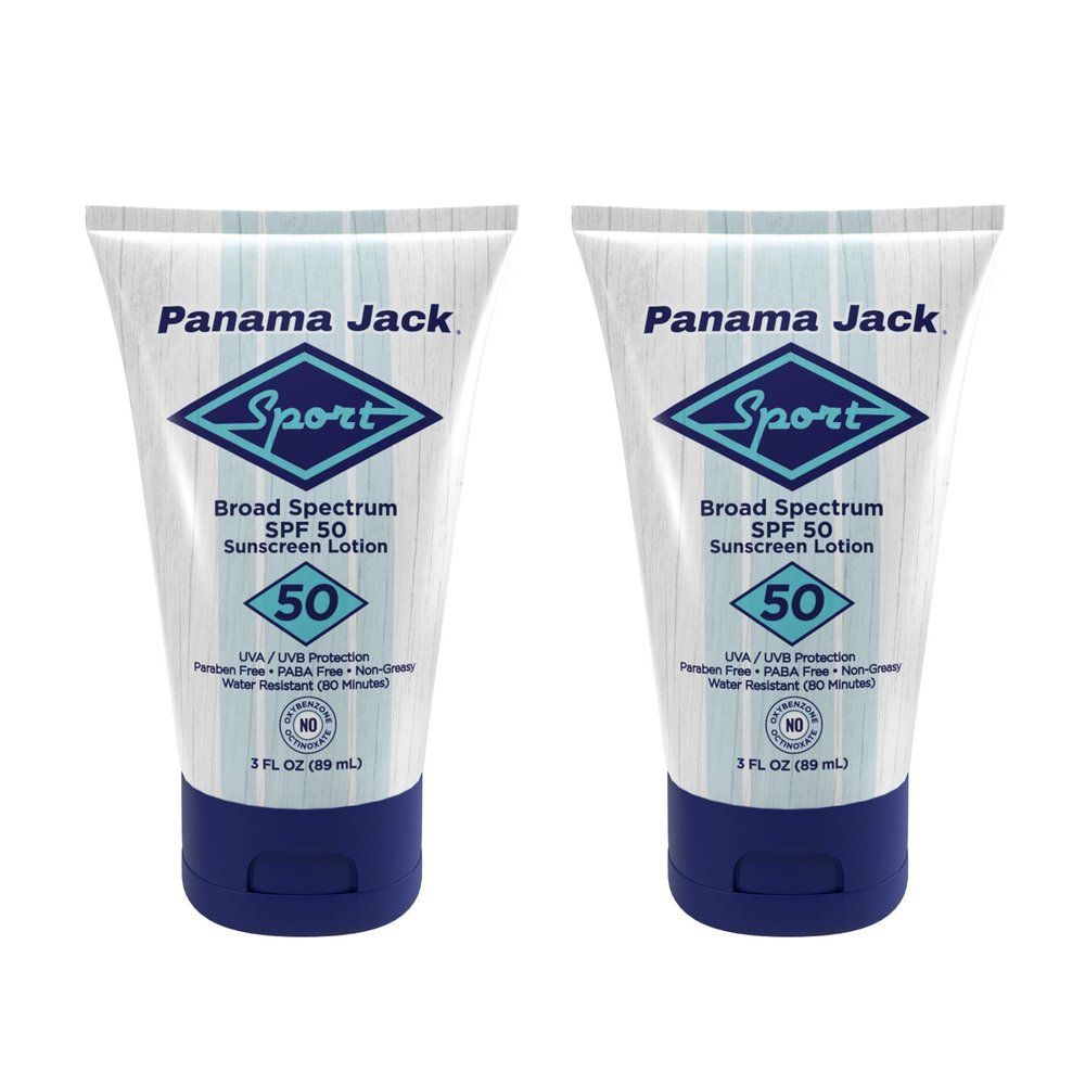 Panama Jack Sport Sunscreen Lotion - SPF 50, Broad Spectrum UVA/UVB Protection, Non-Greasy, PABA, Paraben, Gluten & Cruelty Free, 3 FL OZ (Pack of 2)