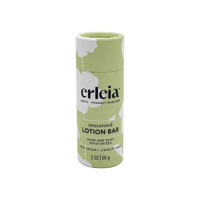 Erleia Lotion Bar, Travel-friendly, Solid Moisturizer, Sustainably-sourced ingredients, Vegan, Cruelty Free, Plastic Free (Unscented)