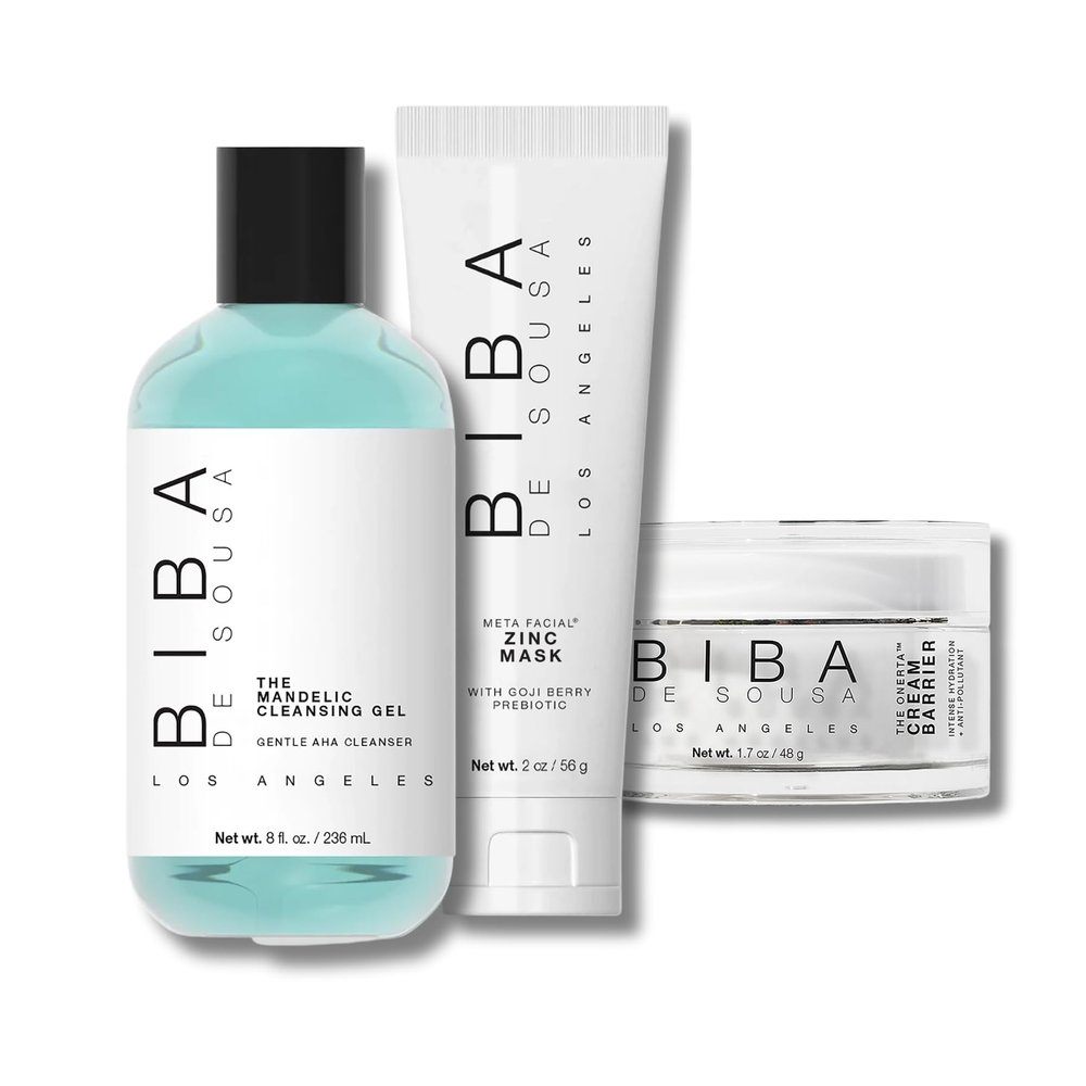 biba de sousa Zinc Mask + Mandelic Cleansing Gel + Onerta Cream Barrier Bundle