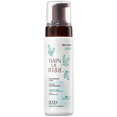 Bain de Terre Rise N' Shine Volumizing Foam, Lightweight Medium Hold & Volume with Argan & Monoi Oils, Paraben-Free, Color-Safe, Vegan, 6.7 Fl Oz
