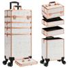 AROUS Rolling Makeup Train Case 5 in 1 Cosmetology Case on Wheels Large Cosmetic Organizer Travel Cart for Hairstylist Artist Nail Beauty Salon Barber,White view 1