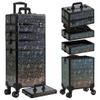 AROUS Rolling Makeup Train Case 5 in 1 Cosmetology Case on Wheels Large Cosmetic Organizer Travel Cart for Hairstylist Artist Nail Beauty Salon Barber,Black view 1