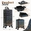 AROUS Rolling Makeup Train Case 5 in 1 Cosmetology Case on Wheels Large Cosmetic Organizer Travel Cart for Hairstylist Artist Nail Beauty Salon Barber,Black view 3