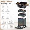 AROUS Rolling Makeup Train Case 5 in 1 Cosmetology Case on Wheels Large Cosmetic Organizer Travel Cart for Hairstylist Artist Nail Beauty Salon Barber,Black view 4