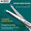 DEOU Silver Stainless Steel Round Nose Safety Scissors - Compact Facial Hair Trimming Tool for Men's Nose, Eyelashes, Eyebrows, Beard & Pet Grooming view 3