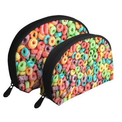 Xsovgoi Fruit Hoops Cereal Shell Shapes Portable Makeup Bag Multi-Function Cosmetic Bag Storage Bag 2pcs