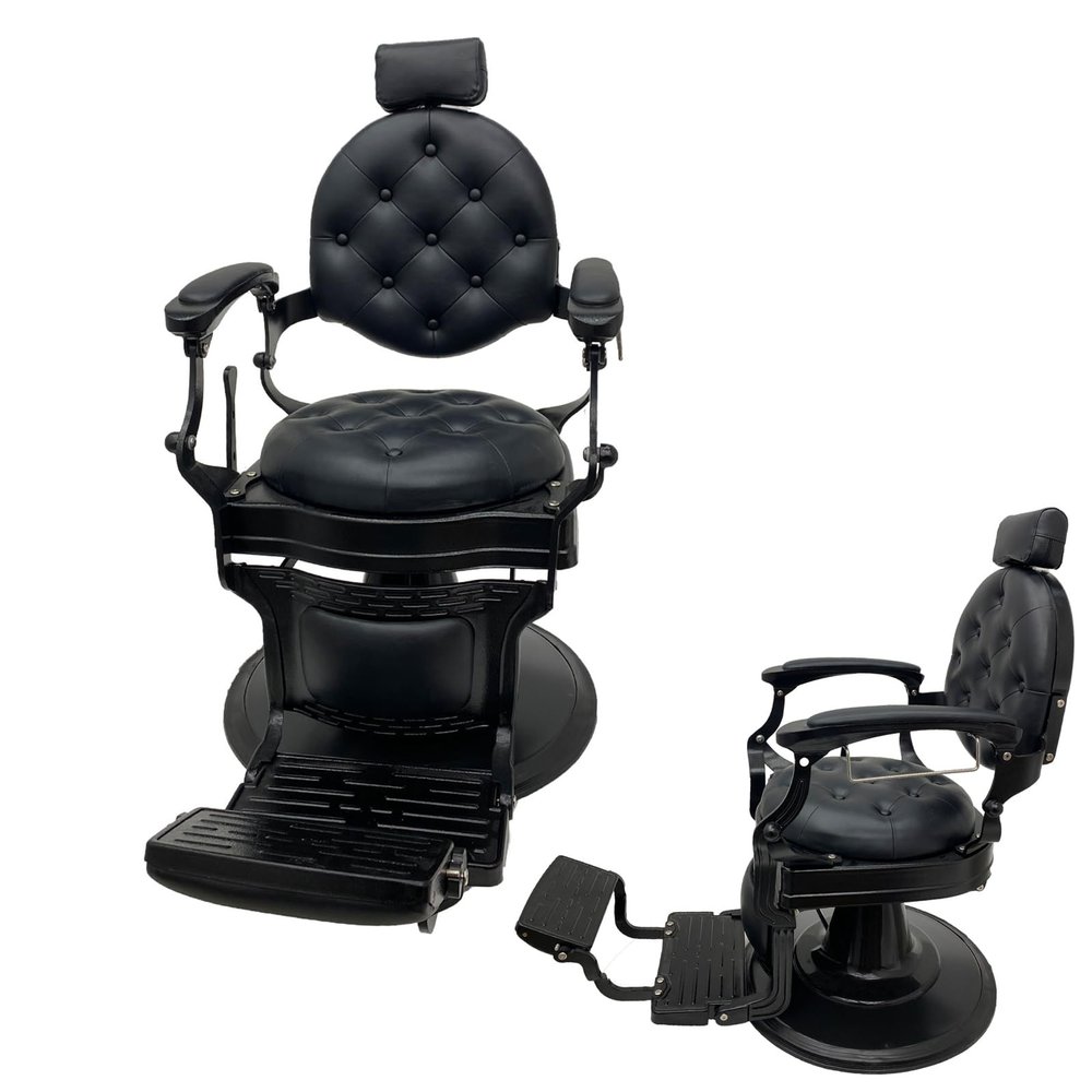 EQCOTWEA Vintage Barber Chair Hair Heavy Duty Metal Frame Barber Chair All Purpose Hydraulic Recline Salon Chair Beauty Spa Equipment 360Rotatable Load 551LB
