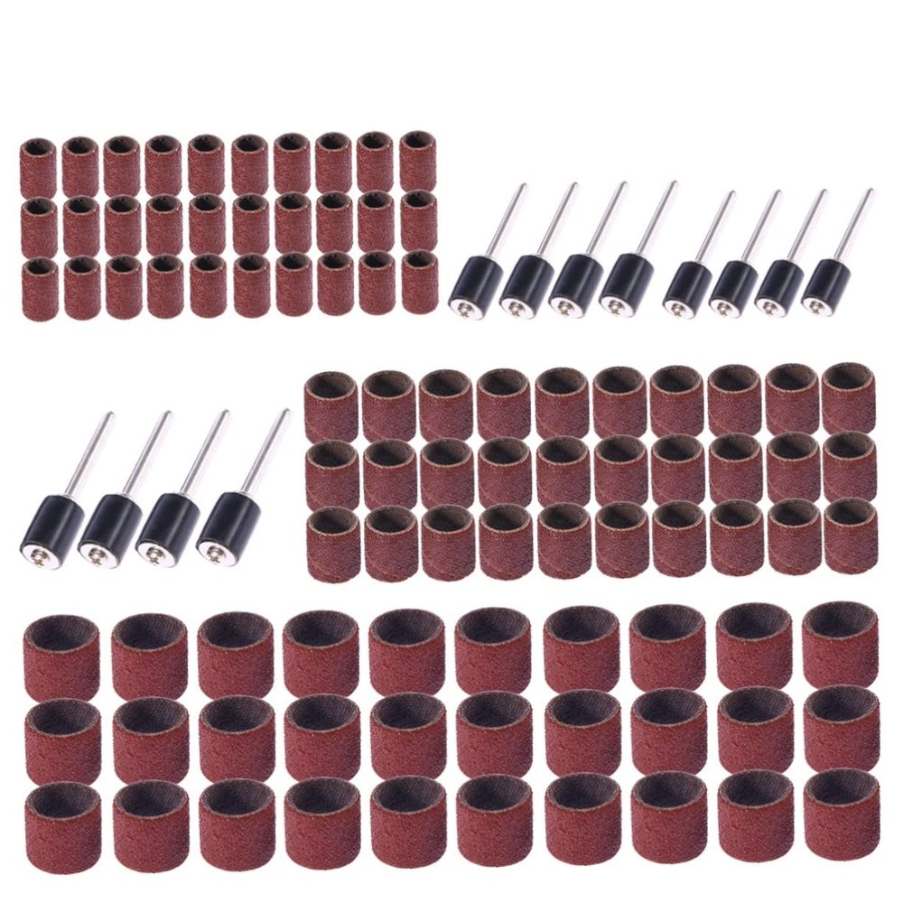 Healeved 102pcs Sanding Drum Bands Set for Nail Drill Includes Small Medium and Large Sleeves Mandrels for Ceramics