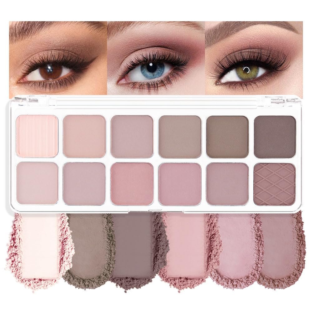 AMY'S DIARY 12Color Light Pink Purple Eyeshadow Palette, Long-Lasting, and Highly Pigmented. Elevate Your Eye Makeup Unleash Your Unique Style (08#)