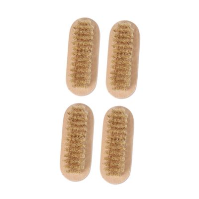 Healeved 4pcs Natural Boar Bristle Nail Brush Pedicure Tool Eco-friendly Wooden Handle for Nails Pedicure