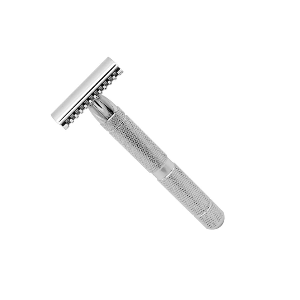 HAKIDZEL Double Safety Razor for Men Stainless Steel Design Ergonomic Grip for Home Barbershop Use Reduces Razor Burns and Bumps Pattern