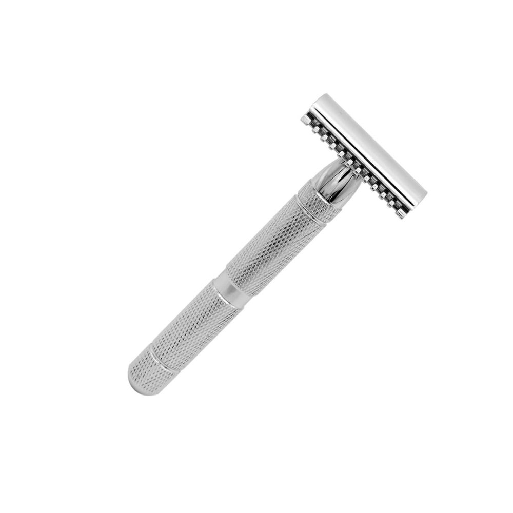 Gogogmee Double Edge Stainless Steel Safety Razor for Men Textured Grip for Home Barbershop Use Smooth Shaving Experience No