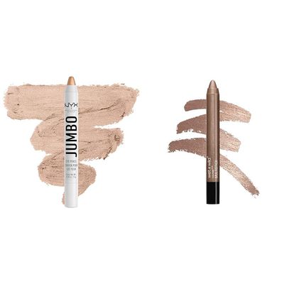 NYX Jumbo Eye Pencil Frosting Eyeshadow Stick & wet n wild Icon Cream Eyeshadow Stick Champagne Room