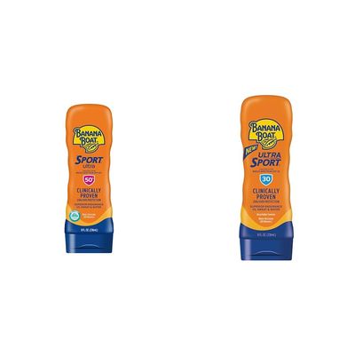 Banana Boat Sport Ultra Sunscreen Lotion Bundle with SPF 50 and SPF 30, 8oz