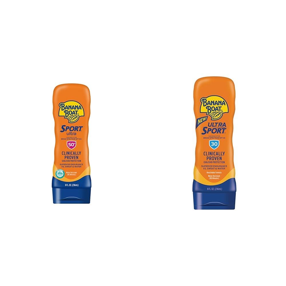 Banana Boat Sport Ultra Sunscreen Lotion Bundle with SPF 50 and SPF 30, 8oz