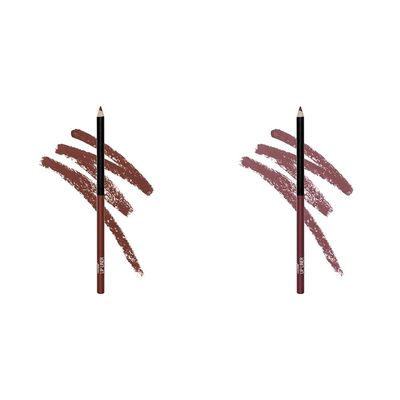 wet n wild Lip Liner Pencil Color Icon 2-Piece Lip Color Makeup Bundle, Dark Brown Chestnut and Plumberry