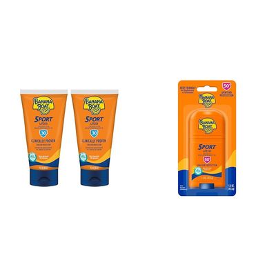 Banana Boat Sport Ultra Sunscreen Lotion SPF 30 Twin 3oz Pack and Sport Ultra Reef Friendly Sunscreen Stick SPF 50 1.5oz