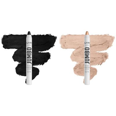 NYX PROFESSIONAL MAKEUP Jumbo Eye Pencil Duo - Black Bean & Frosting (Champagne) Blendable Eyeshadow Stick & Eyeliner Pencils