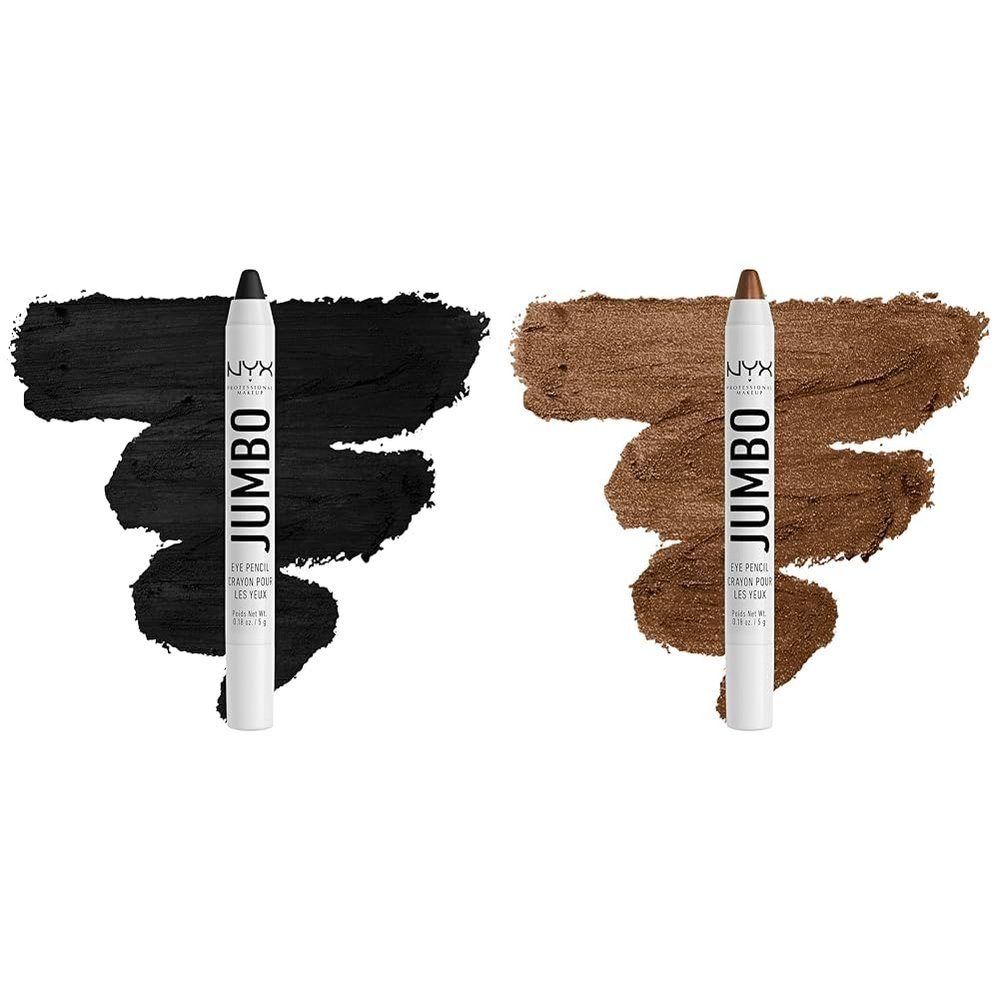NYX PROFESSIONAL MAKEUP Jumbo Eye Pencil Duo - Black Bean & French Fries Blendable Eyeshadow Stick & Eyeliner Pencils