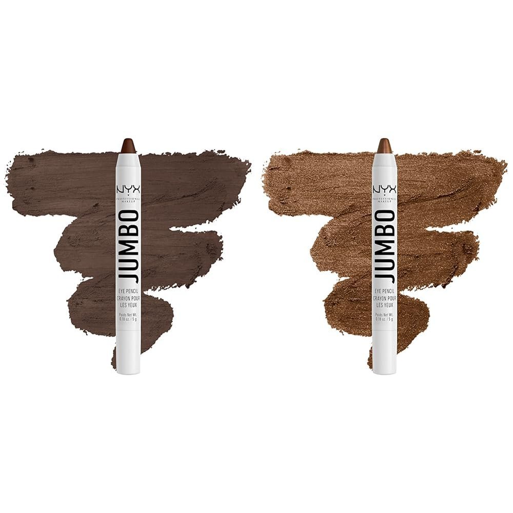 NYX PROFESSIONAL MAKEUP Jumbo Eye Pencil Blendable Eyeshadow Stick & Eyeliner Pencil Bundle - Frappe (Chocolate Brown) & French Fries