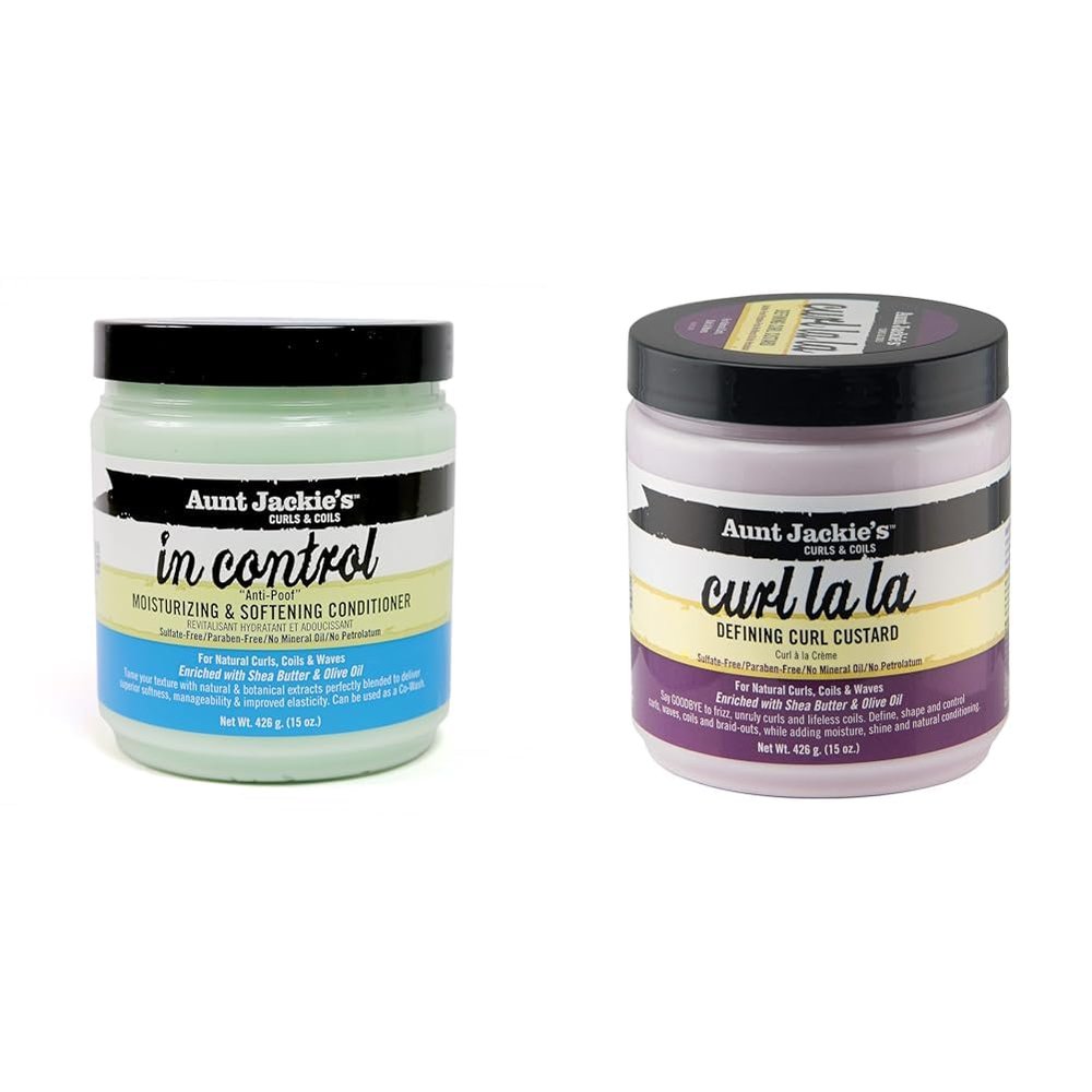 Aunt Jackie's 15oz Anti-Poof Conditioner & 15oz Curl Defining Custard Bundle for Natural Hair
