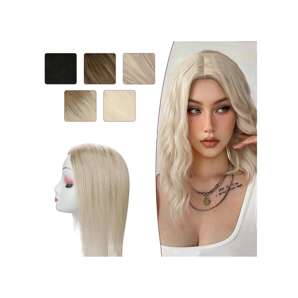 Hair Toppers for Women Human Hair Topper for Women 10-18" Natural Straight Brazilian Machine Remy Hair 3*5Inch Mono Top Base Hair Pieces for Hair Loss or Thinning Hair Hair Toppers for Women Real Huma