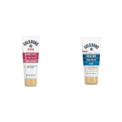 Gold Bond Diabetics' Dry Skin Relief Foot Cream and Healing Hand Cream Bundle, 3.4 oz. and 3 oz.