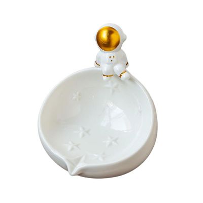 LOOPGANEN Ceramic Astronaut Does not accumulate Water Sink soap Box-White