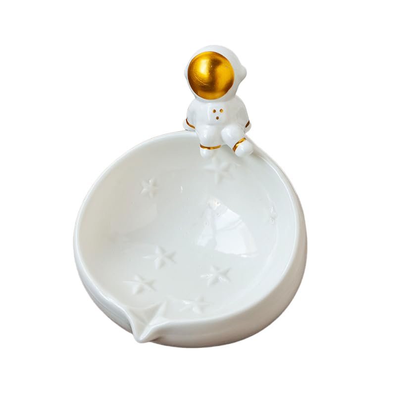 LOOPGANEN Ceramic Astronaut Does not accumulate Water Sink soap Box-White