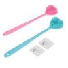 Outanaya 2pcs Heart Shape Silicone Long Handle Bath Brush Body Exfoliator Scrubber for Shower Bath Soft Bristle Massage Brush view 1