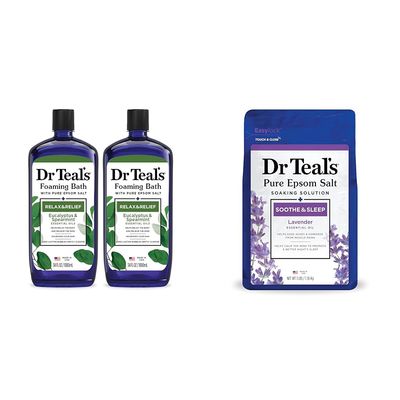 Dr Teal's Eucalyptus & Spearmint Foaming Bath 2-Pack with Lavender Epsom Salt Soak 3 lbs