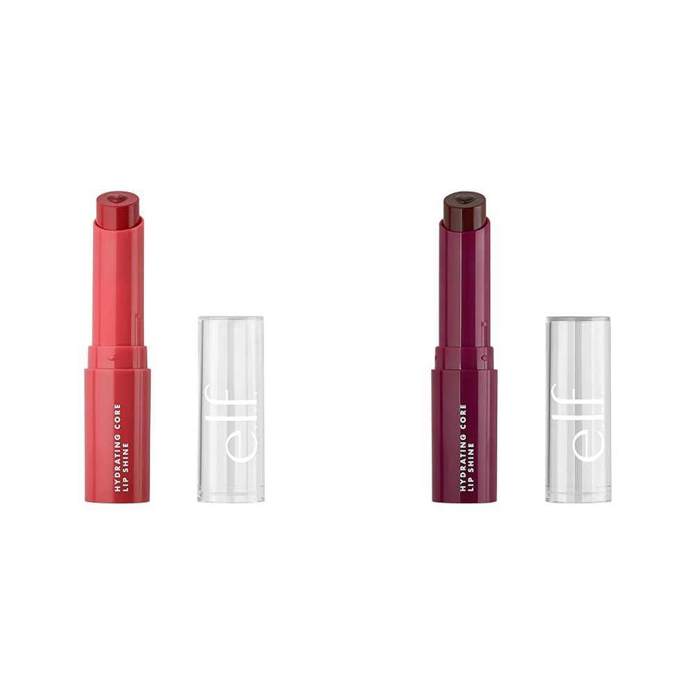 e.l.f. Hydrating Core Lip Shine, Conditioning & Nourishing Lip Balm, Sheer Color Tinted Lip Moisturizer, Joyful & Ecstatic, 0.09 Oz Each