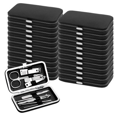 24pack Manicure Set in Bulk, Nail Clippers Kit Stainless Steel Fingernail Clippers Set, Sturdy Nail Tip Cutter Trimmers Professional Grooming Toenail Clippers Personal Pedicure Kits (8-in-1, Black)