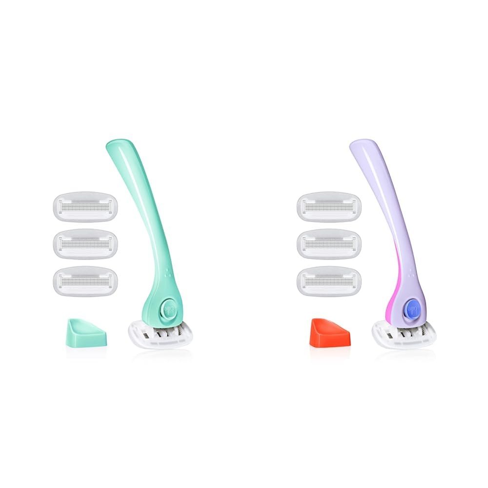 Billie Razors for Women Shave Kit - Razor + 4x 5-Blade Refills + Magnetic Holder - Minty & DreamPop