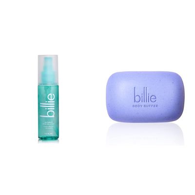 Billie Ultimate Skin Solution Ingrown-preventing AHA Spray 3.4 fl oz & Body Buffer Exfoliating Bar 3.5 oz Bundle