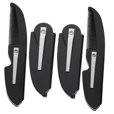 MAGICLULU 4pcs Hair Combs for Men Folding Beard Comb Mustache Brush Pocket Styling Tool