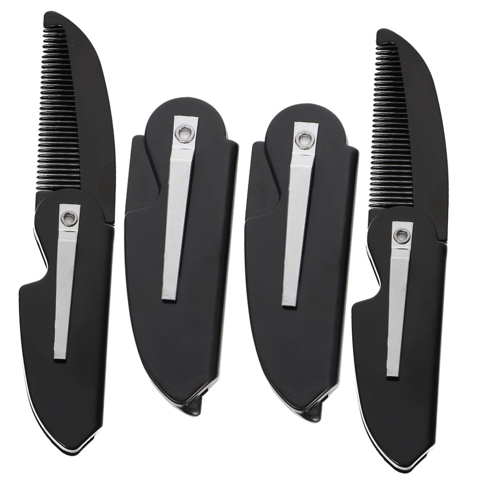 MAGICLULU 4pcs Hair Combs for Men Folding Beard Comb Mustache Brush Pocket Styling Tool