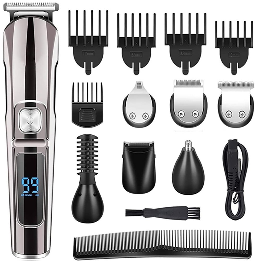 toothgeneric Hair Cutting Tool, Professional Hair Trimmer Waterproof 6 in 1 Hair Clipper Electric Hair Cutting Machine Beard Trimer Body Men Haircut