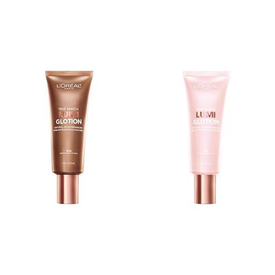 L'Oreal Paris True Match Lumi Glotion Natural Glow Enhancer, Illuminator Highlighter Skin Tint, Fair and Deep Shades, 1.35 Ounce Each