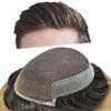PUNRU HAIR Men's Toupee Men Hair System 100% Human Hair Swiss Lace Front Replacement System Bleached Knot Mens Hair Piece Lace Toupee for Men 7X9#220#2 Darkest Brown+20% Grey 80% Density view 1