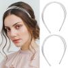 AOREAS 2PCS Multi Layered Metal Headbands for Women,Gold Fashion Elegant Hairband, Non Slip Hair Accessories Headpiece for Women Girls(Silver Silver) view 1