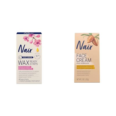 Nair Hair Removal Wax Strips, 40 Count & Face Cream, 2OZ, For Women, Long-lasting Hair Removal, Dermatologist Tested, Safe for All Skin Types, Moisturizes with Sweet Almond Oil