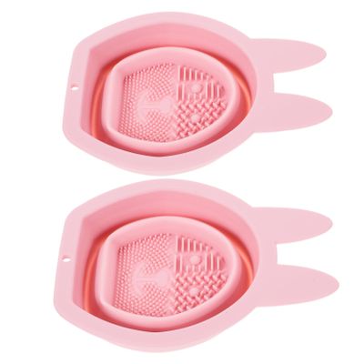 VINTORKY 2pcs Bunny-shaped Silicone Makeup Brush Cleaners Dual-purpose Brush and Puff Cleaners Convenient Space-saving Design for Cleaning