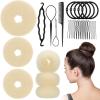 Fanterday Hair Bun Maker Set 6 PCS - Ring Style Hair Bun Donut (1 L, 2 M and 3 S) with 20 Hair Bobby, Pins 5 Elastic Bands and 4 Pony Hair Tools for Long Hair (Blonde) view 1