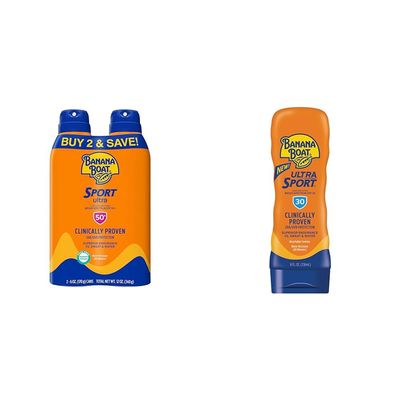 Banana Boat Sport Ultra SPF 50 Sunscreen Spray Twin Pack & SPF 30 Sunscreen Lotion Bundle | Banana Boat Sunscreen Spray & Lotion